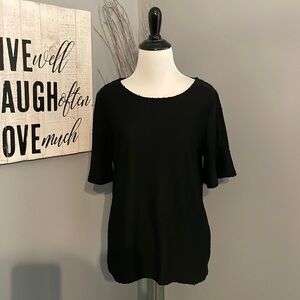 Rose + Olive black Swiss knot scoop neck top